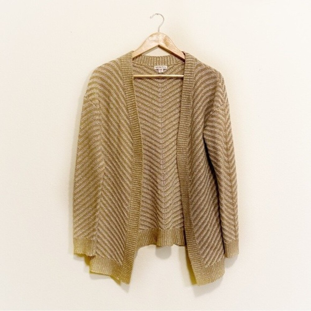 Merona Tan Cream Diagonal Stripe Open Face Cardigan Medium